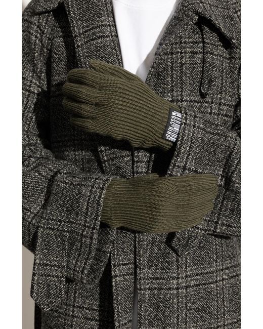 Moschino Green Gloves With Logo Patch