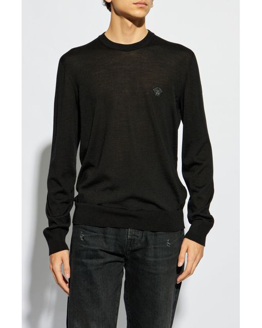 Versace Black Sweater With Logo for men