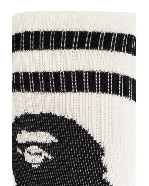 A Bathing Ape Black Socks With Logo for men