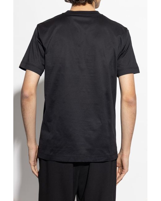 Burberry Black T-Shirt With Embroidered Logo for men