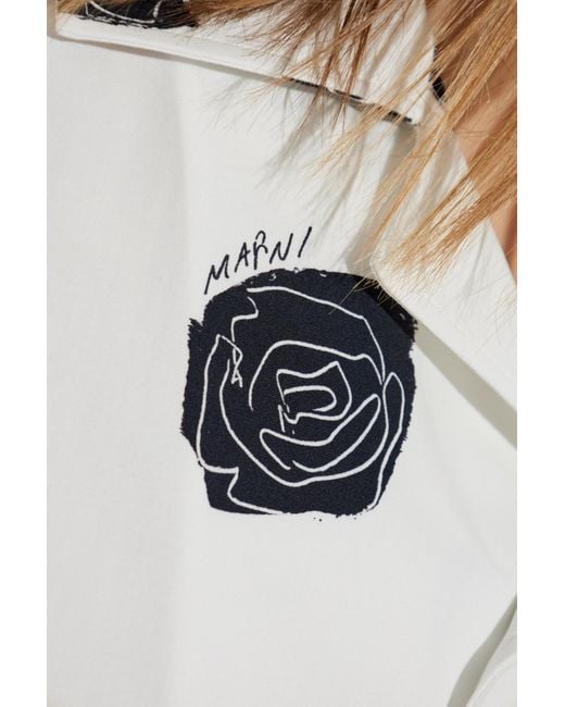 Marni White Shirt With Floral Pattern