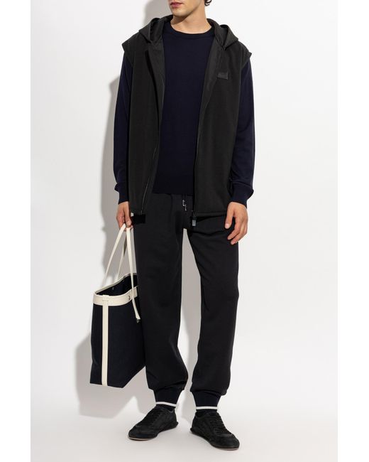 Dolce & Gabbana Blue Wool Sweater With Patch for men