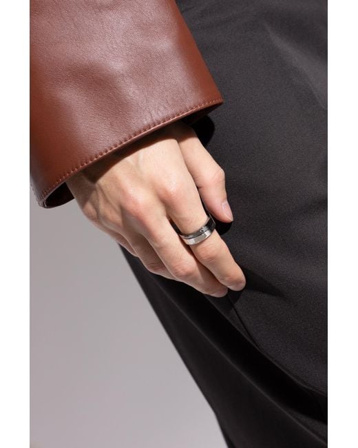 Fendi Black Ring With Logo for men