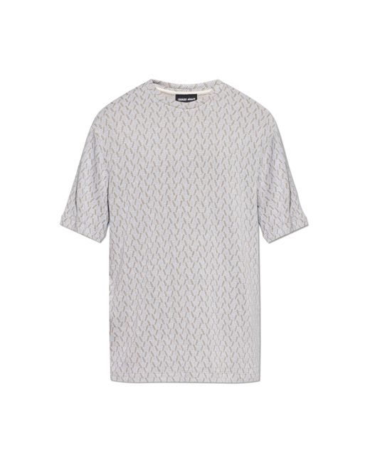 Giorgio Armani Gray Patterned T-Shirt for men