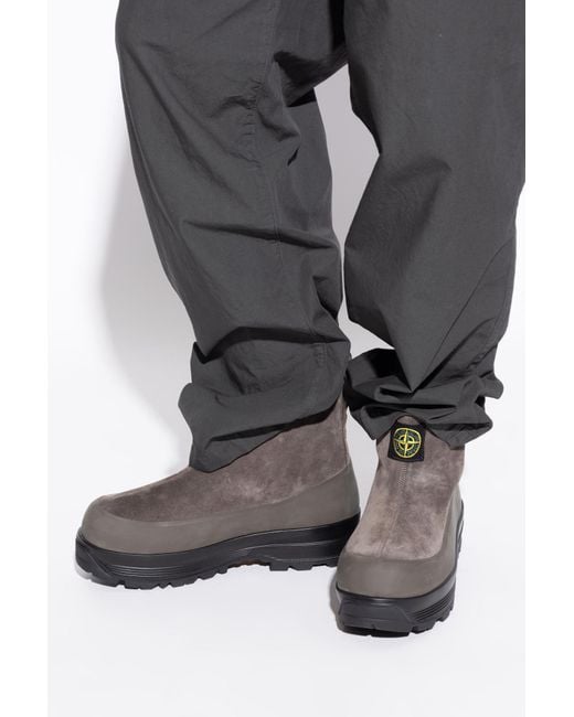 Stone Island Gray Ankle Boots for men