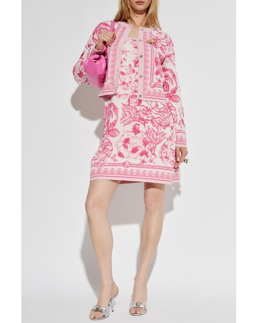 Versace Pink Cardigan With 'Barocco' Pattern