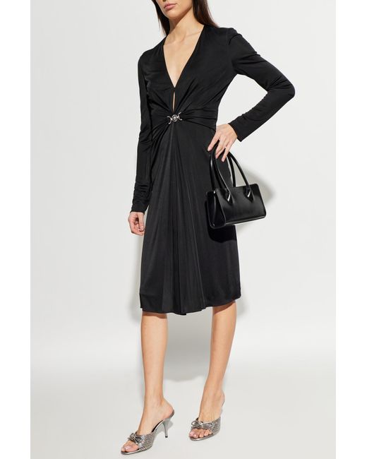 Versace Black Dress With Decorative Draping