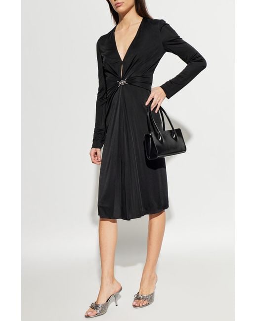 Versace Black Dress With Decorative Draping