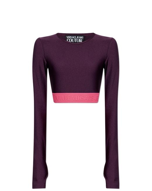 Versace Jeans Couture Purple Short Top With Long Sleeves