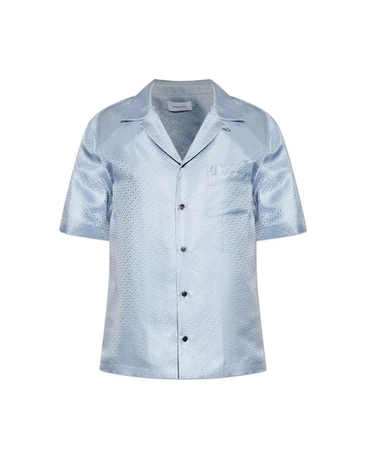 Ferragamo Blue Silk Shirt for men