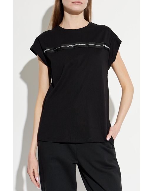 EA7 Black Top With Printed Logo