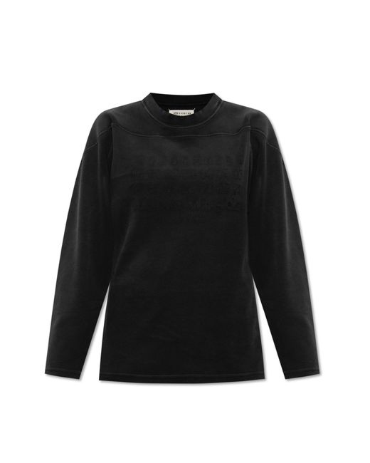 Maison Margiela Black Logo-embroidered Sweatshirt,