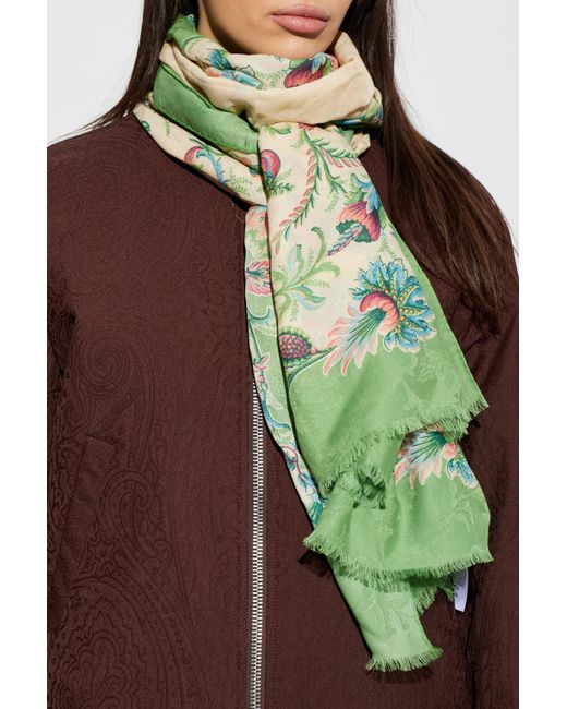 Etro Green Printed Scarf