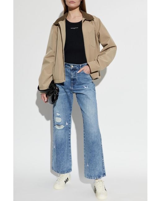 Maison Kitsuné Black Ribbed Top With Printed Logo