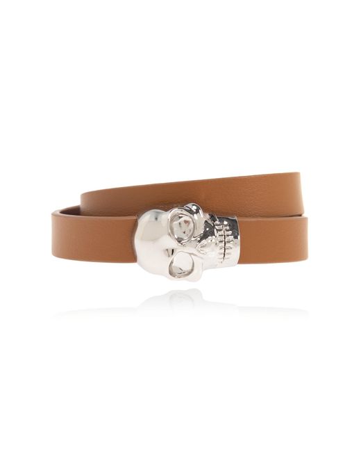 McQueen Brown Leather Bracelet for men