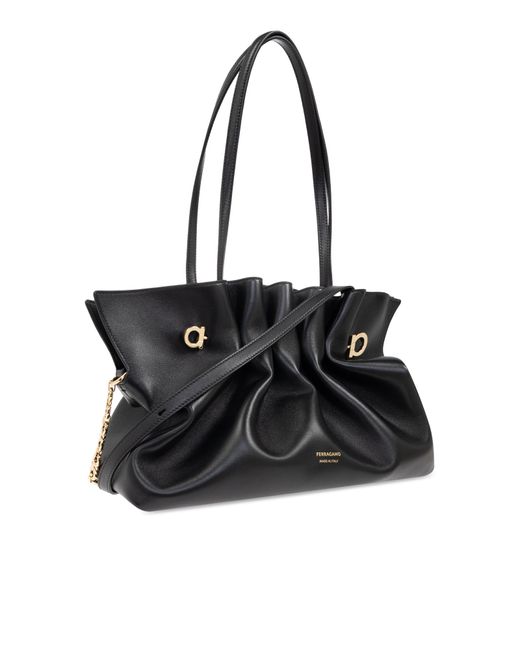 Ferragamo Black Shoulder Bag Pierc Medium