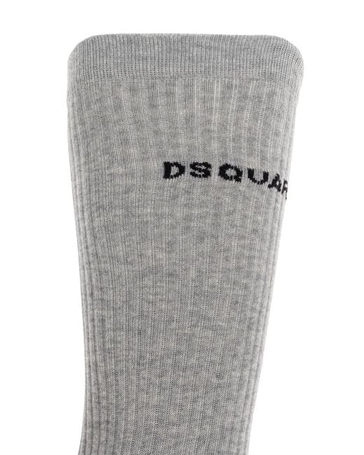DSquared² Gray Socks With Logo for men