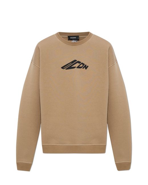 DSquared² Natural Sweatshirt With Printed Logo, for men