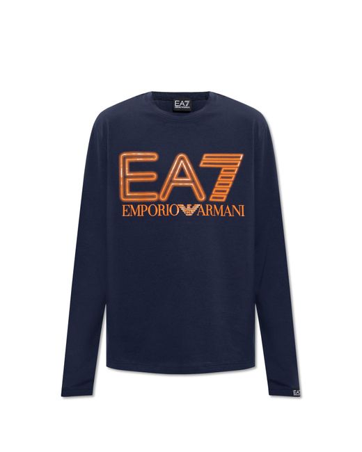 EA7 Blue T-shirt With Long Sleeves, for men