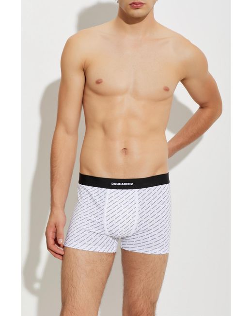 DSquared² White Cotton Boxers With Monogram for men