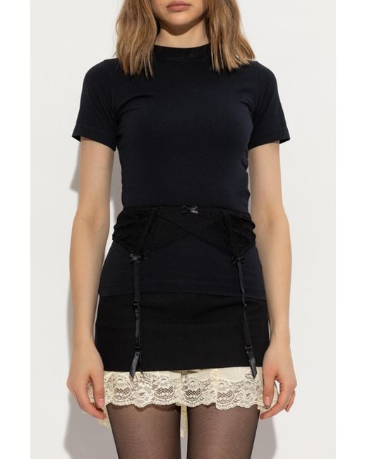 Balenciaga Black T-Shirt With Lace Insert