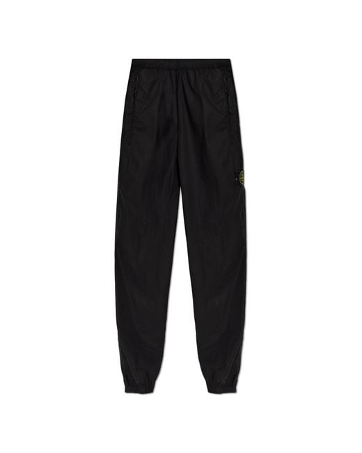 Stone Island Black Trousers With Logo Patch for men