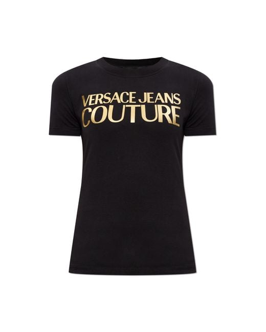 Versace Jeans Couture Black T-Shirt With Printed Logo