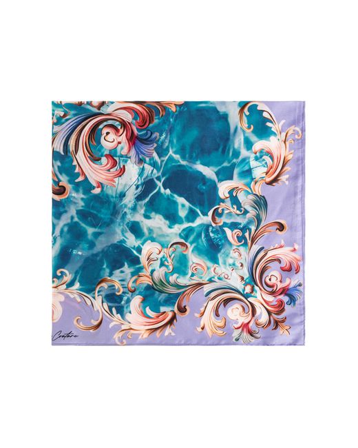 Versace Jeans Couture Blue Scarf With "Barocco" Pattern