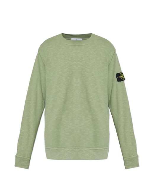 Stone Island Green Sweatshirt With Logo Patch for men