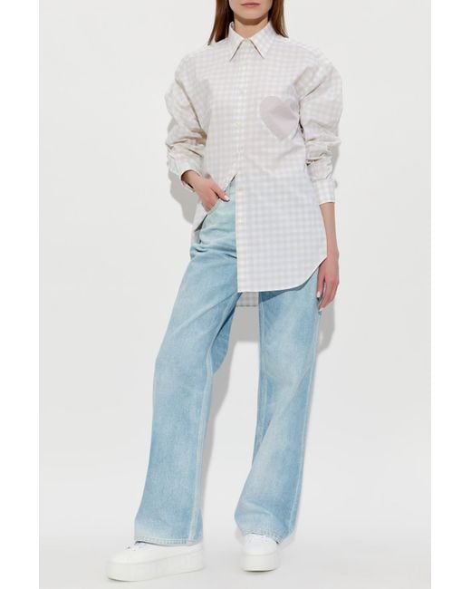 Moschino White Checked Pattern Shirt