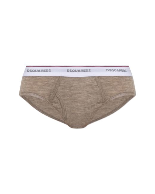 DSquared² Gray Wool Briefs With Logo for men
