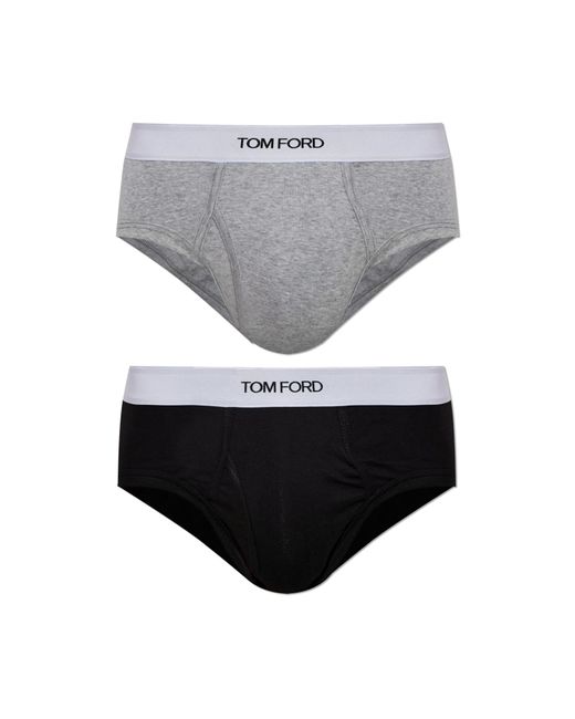 Tom Ford Gray Two-Pack Of Cotton Briefs With Logo for men