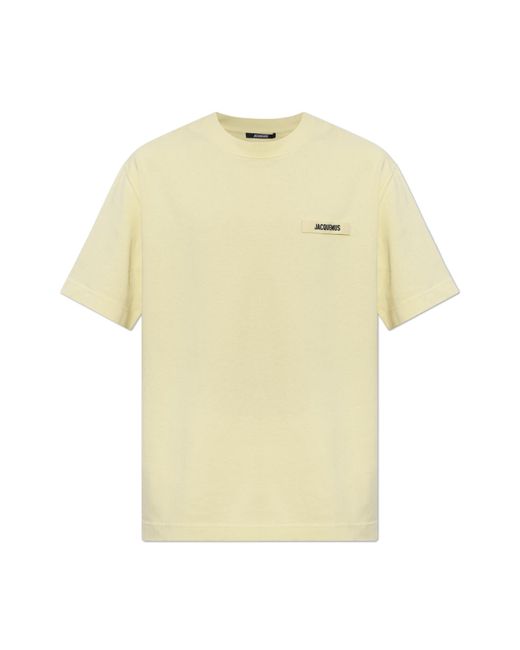 Jacquemus Yellow T-Shirt With Logo Patch for men