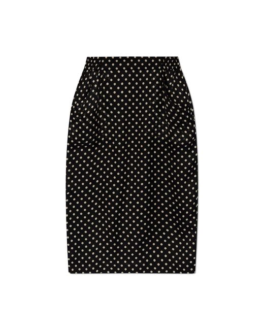 Saint Laurent Black Polka Dot Pattern Skirt