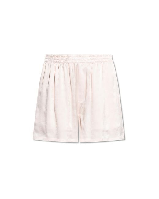 Balenciaga White Silk Shorts With Monogram