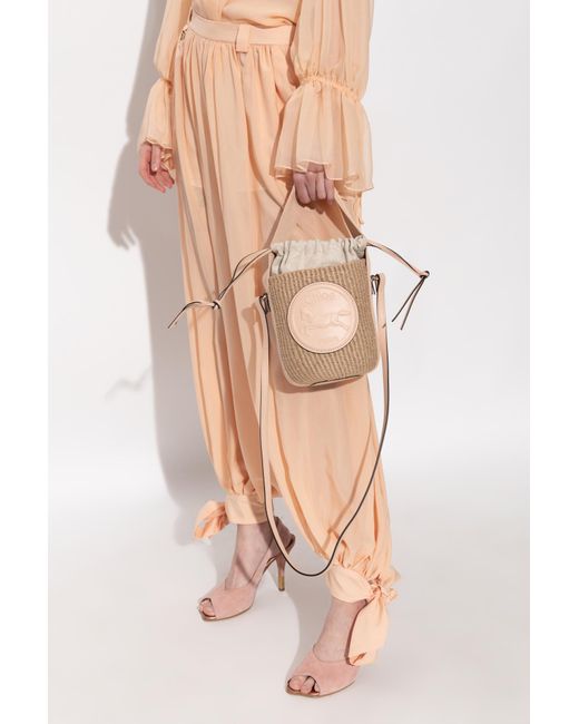 Chloé Natural Horse Medal Small Bucket Shoulder Bag