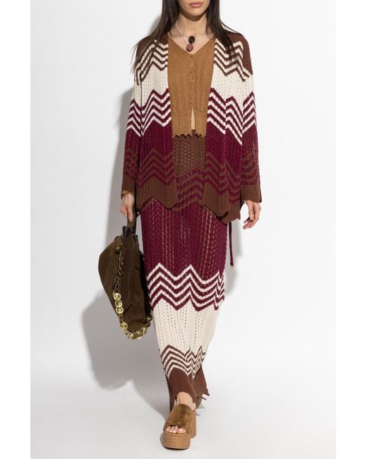 Akep Red Cardigan With Lurex Thread