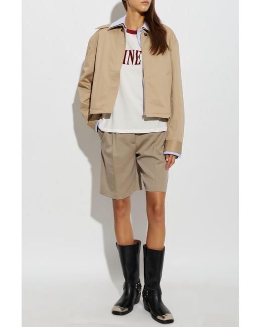 Acne Natural Wool Pleated Shorts