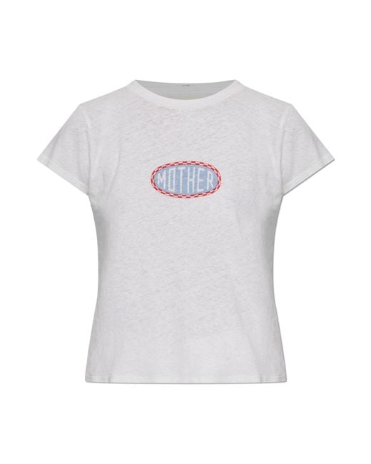 Mother White Cotton T-Shirt 'The Lil Sinful'