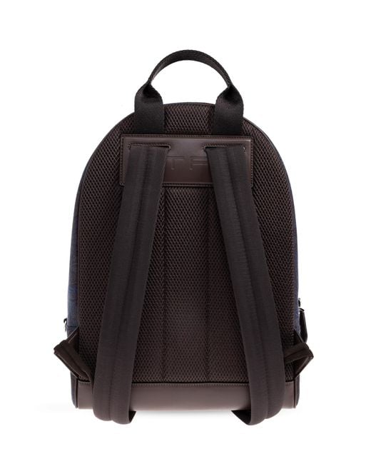 Etro Blue Patterned Backpack With Logo for men