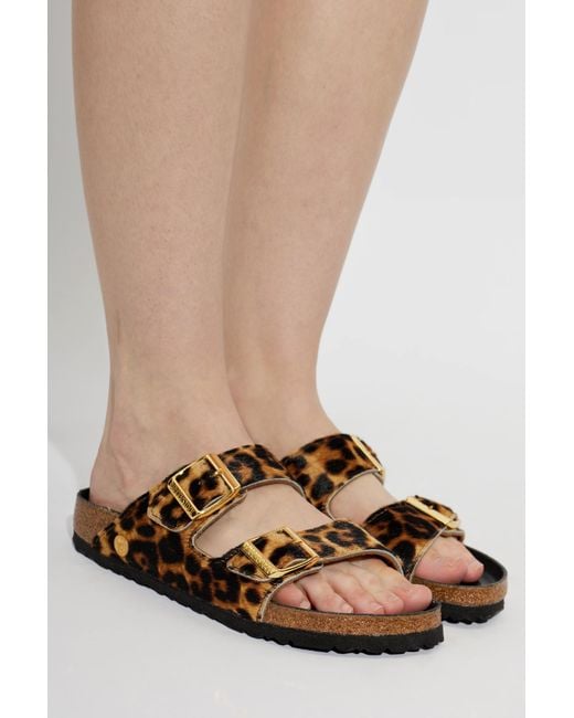 Birkenstock Brown 'Arizona Hairy' Slides