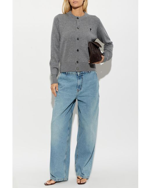 AMI Blue Wool Cardigan