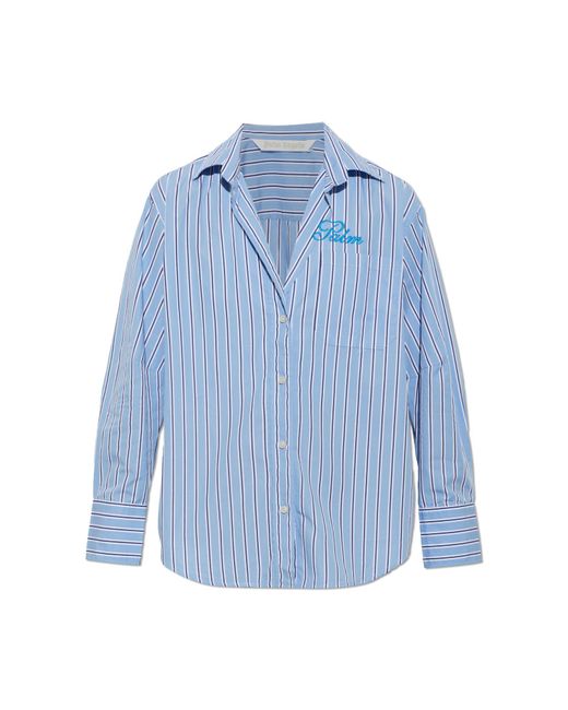 Palm Angels Blue Shirt With A Striped Pattern
