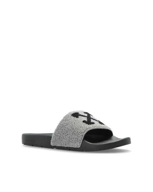 Off-White c/o Virgil Abloh Gray Arrow Terry' Slides for men