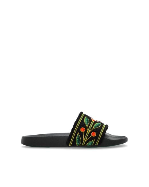 Casablanca Black Slides With Logo