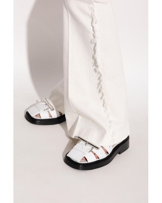 McQueen White Leather Sandals