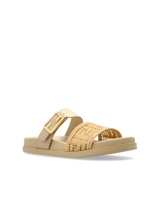 Fendi White Slides With Logo