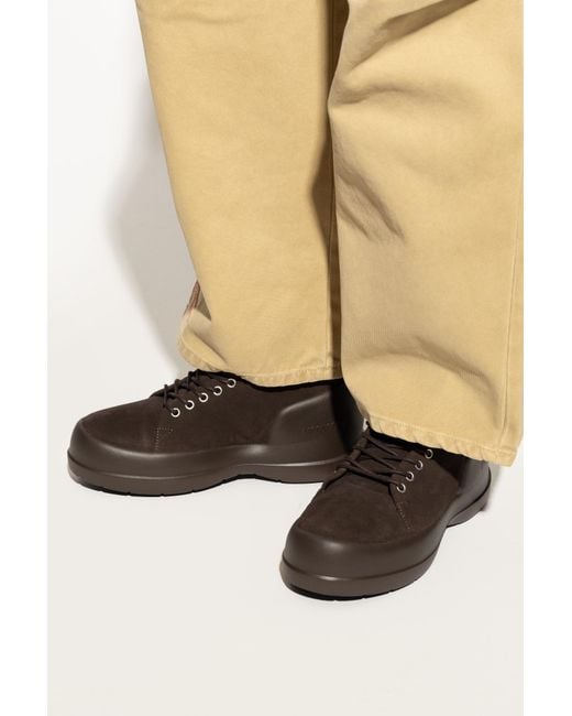Moon Boot Black Suede Shoes 'Mb Mezzaluna Lace Up Mid Suede' for men