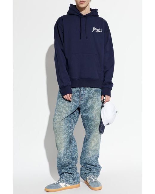 Balmain Blue Sweatshirt With Logo for men