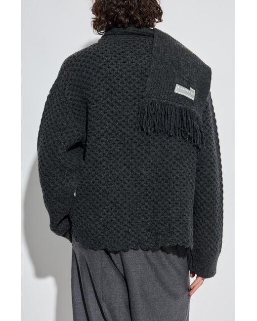 MM6 by Maison Martin Margiela Black Sweater With Wool Trim for men